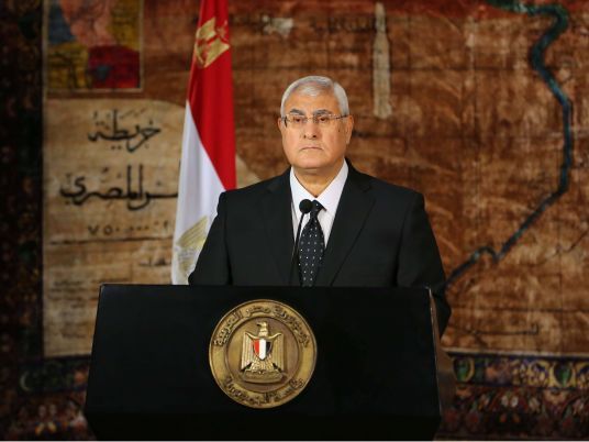 Mansour calls for a referendum on draft constitution on 14, 15 January