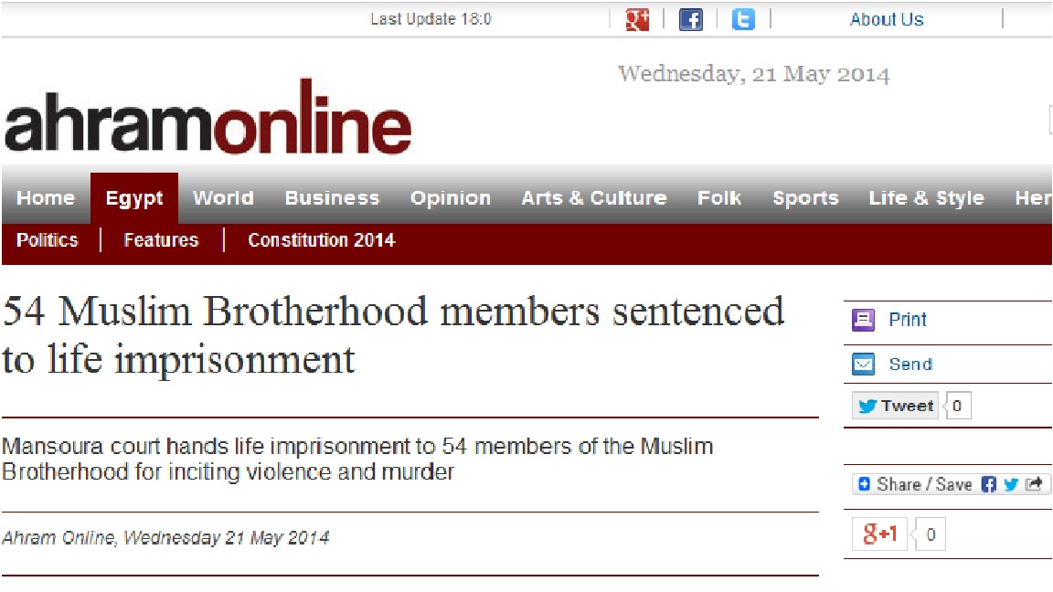 54 Muslim Brotherhood members sentenced to life imprisonment