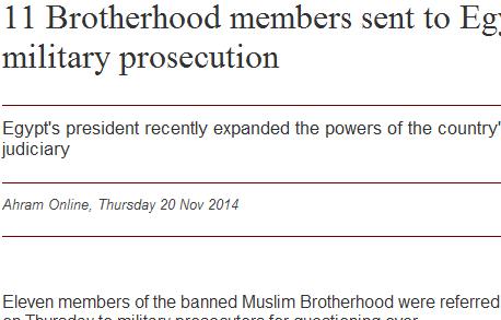 11 Brotherhood members sent to Egypt's military prosecution