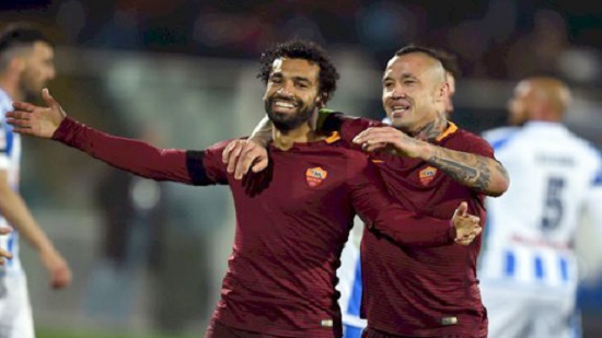 Egypt's Salah scores twice as Roma thrash Pescara in Italy's Serie A