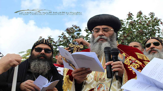 Coptic bishop in Jerusalem celebrate Epiphany on the Jordan River 