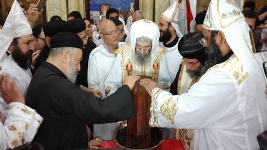Bishops of the Coptic Church visit Mitt Damesses to celebrate the feast of St. George