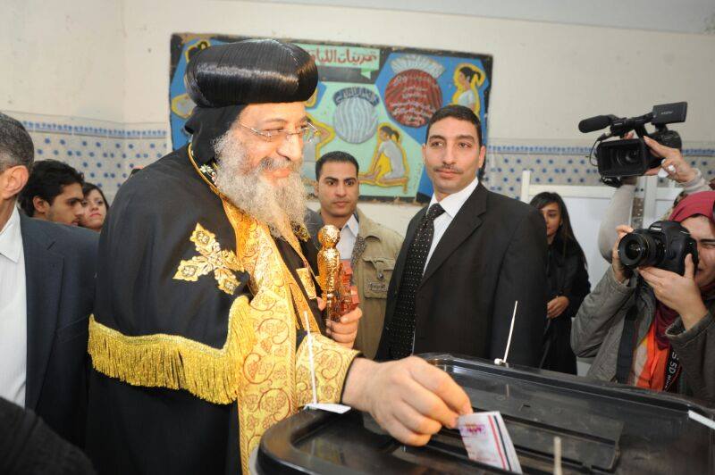 Pope Tawadros cast his vote in the constitutional referendum