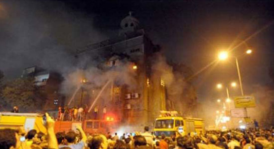 Huge fire devoured the back of St. George church in Abu Qurqas