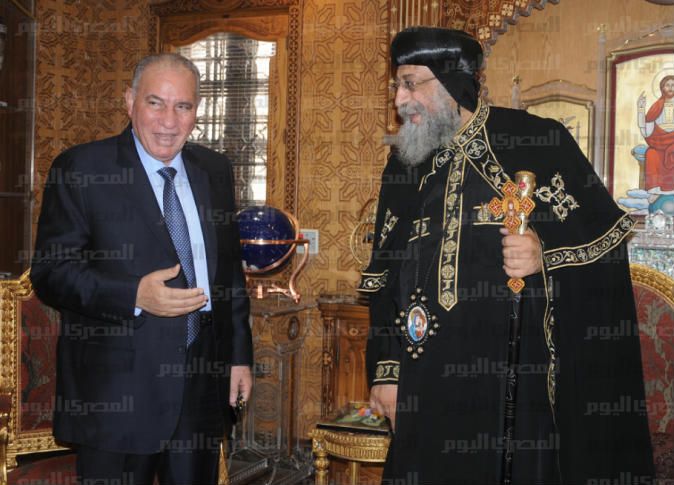Justice Minister, Pope Tawadros discuss building churches, personal status draft laws