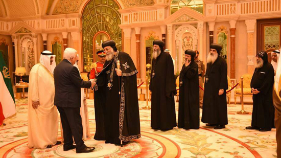 Prince of Kuwait receives Pope Tawadros at his Palace
