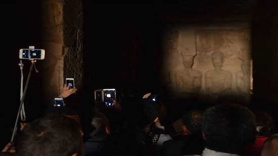 Ramses II illuminated in Abu Simbel, no official celebrations