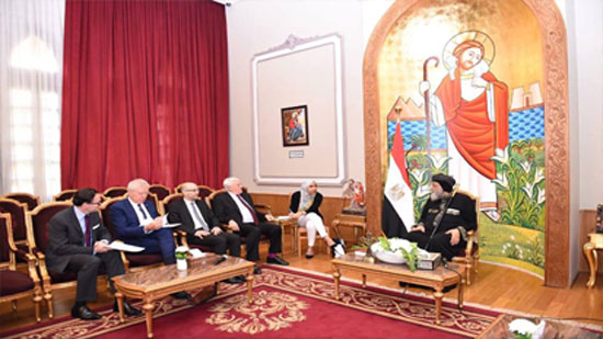 Pope Tawadros receives a delegation of the French House of Representatives