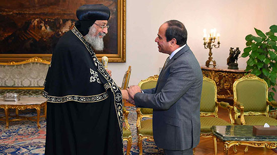 Pope Tawadros congratulates the Egyptian president on the victory of October anniversary