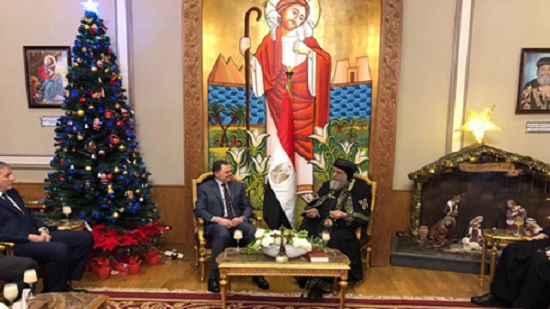 Egypts interior minister visits Pope Tawadros II at Coptic Cathedral to offer Christmas tidings