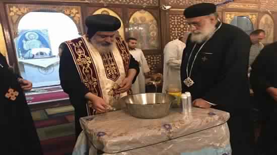 Bishop Michael perfumes the remains of St. Demiana