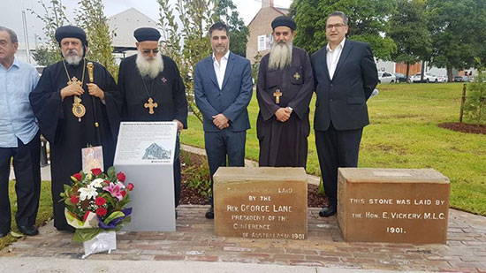 Bishop Daniel inaugurates monument of the first Coptic church in Australia