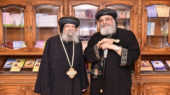 Pope Tawadros receives Bishop of El-Balina after recovery