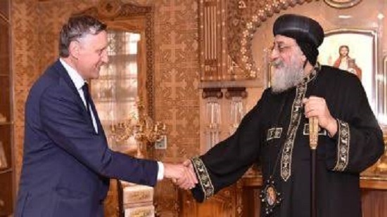 Pope Tawadros receives the new German ambassador in Egypt