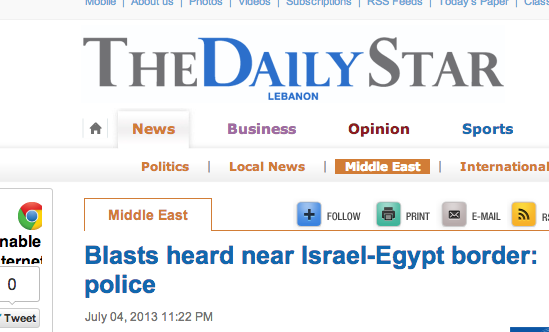 Blasts heard near Israel-Egypt border: police